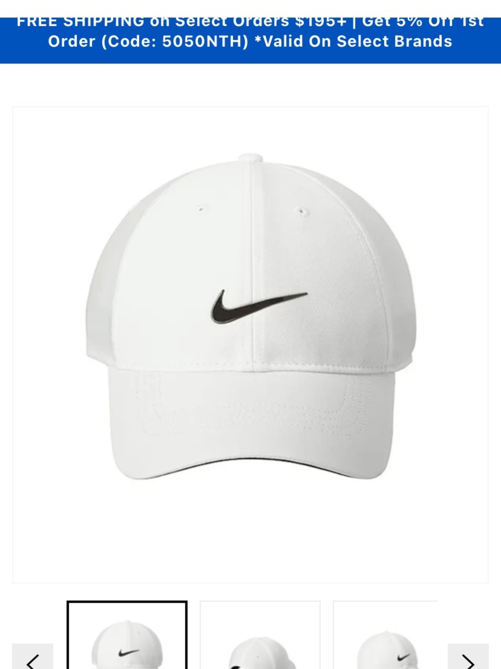 NikeGolf Nike White Baseball Cap with Black Swoosh